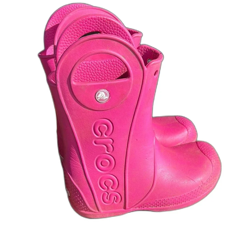 CROCS Rain Boots Kids Childrens Size 12 Pink Pull On Shoes Toddler Girl